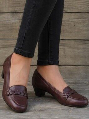 Clarks NEW Y2K Dark Academia Leather Comfort Loafer Pumps 7.5M